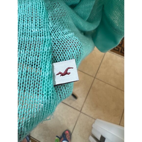 Hollister Y2K New Preppy LIght Weight Sky Blue Semi Sheer Sweater hoodie Women M - Picture 8 of 8